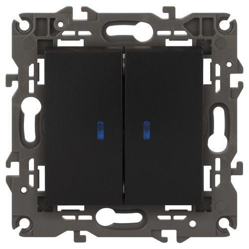 Выключатель 2-кл. СП Elegance 14-1105-05 10А IP20 250В 10AX с подсветкой механизм антрацит Эра Б0034241