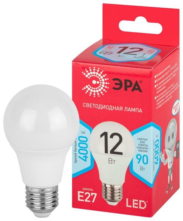 Лампа светодиодная RED LINE LED A60-12W-840-E27 R 12Вт A60 груша 4000К нейтр. бел. E27 Эра Б0049636