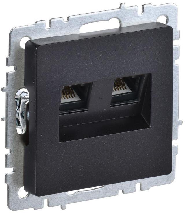 Розетка компьютерная двойная СП RJ45 кат.5E BRITE РК10-2-БрЧ черн. IEK BR-K20-1-K02