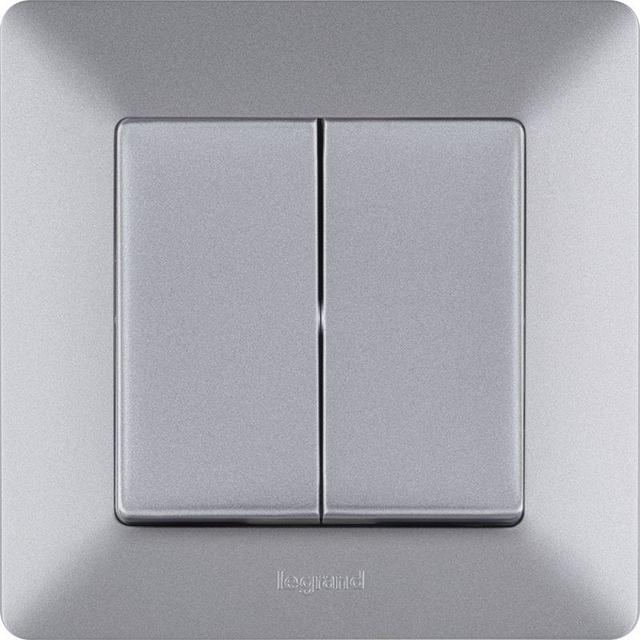 Выключатель 2-кл. СП Valena Life 10А IP20 250В с лицев. панелью безвинтов. зажимы механизм алюм. Leg 752605