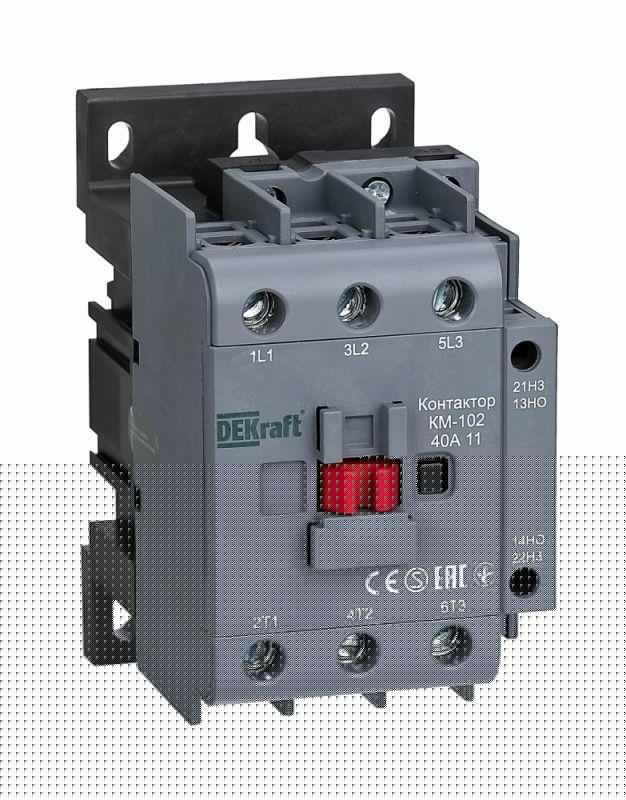 Контактор КМ-102 3п 40А кат. 230В AC 1НО+1НЗ AC-3 AC-4 DEKraft 22006DEK