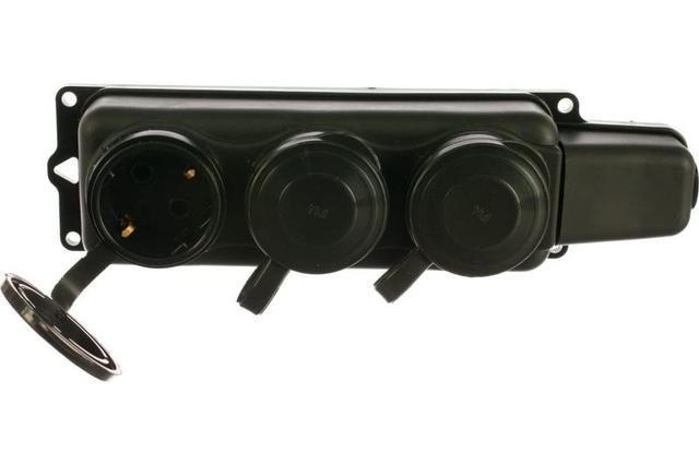 Колодка удлинителя 3-м с заземл. 16А IP44 1ф 250В защ. крышки каучук черн. БЕЛТИЗ РП 16-334