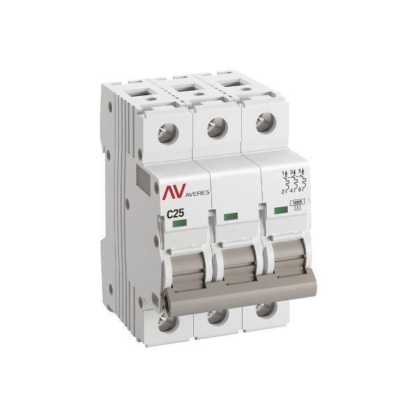 Выключатель автоматический модульный 3п C 25А 10кА AV-10 AVERES EKF mcb10-3-25C-av